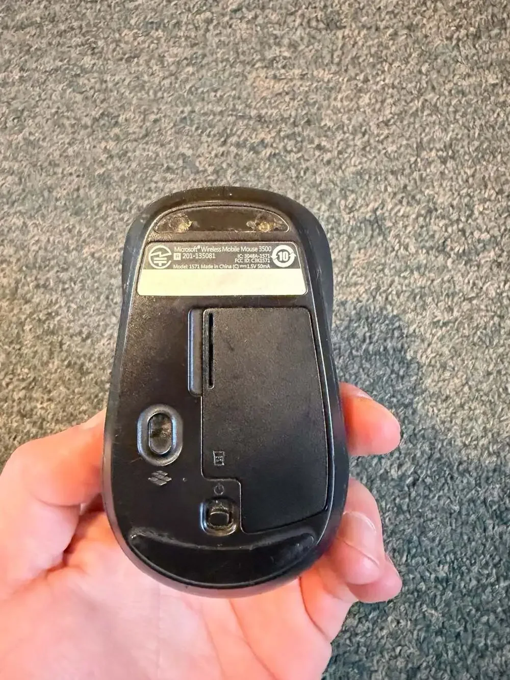 Microsoft Wireless Mobile Mouse 3500 Gray Model 1571